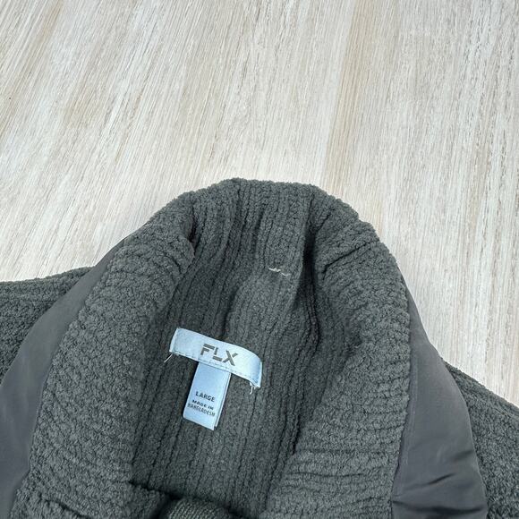 FLX Commuter Ribbed Knit Drawstring Waist Full Zip Cozy Casual Jacket Large - Picture 10 of 13